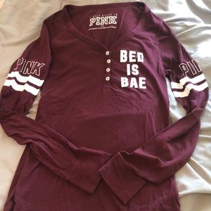 PINK Maroon Sleep is Bae Shirt